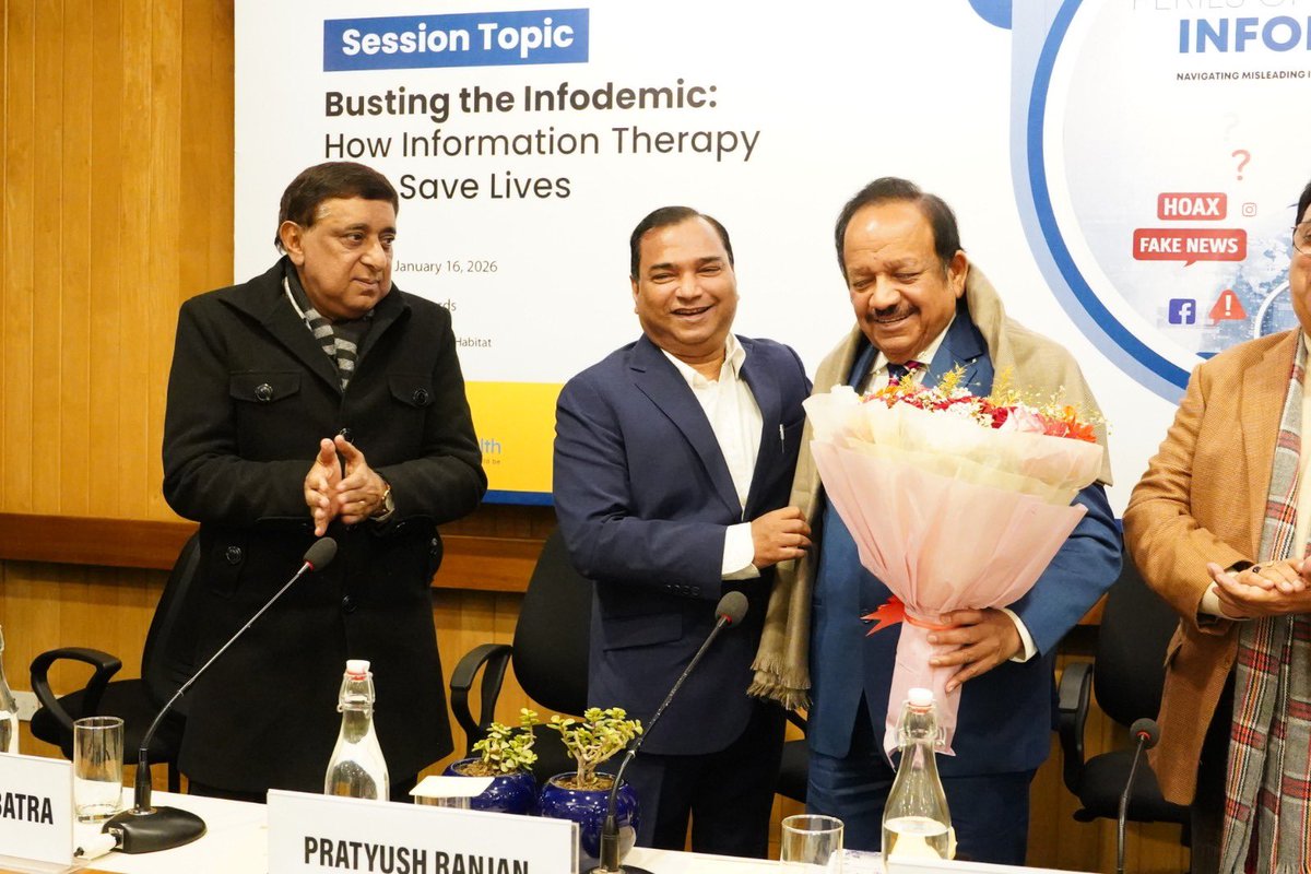 SWADEEP's tweet photo. Thanks to our Hon’ble Chief Guest Dr Harshvardhan Sir, Guest of Honor Dr Mahesh Verma (Padmashree), key dignitaries Dr CS Pandav (Padmashree), Dr Mohsin Wali (Padmashree) and all other key dignitaries for their gracious presence at unveiling of the Book- Perils of Health Infodemic by Dr Swadeep Srivastava 🙏🌹@healfoundation1 @MoHFW_INDIA @drharshvardhan @maheshverma05