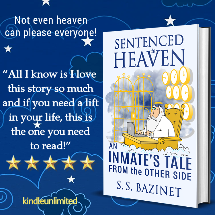 SSBazinet's tweet image. SENTENCED TO HEAVEN- Not even heaven can please everyone.
amazon.com/dp/B00QU4BT00/

⭐️⭐️⭐️⭐️⭐️“Upbeat and at times, hilarious style.
I love Alan, filled with all his many faults.”

⭐️⭐️⭐️⭐️⭐️“The humor of the story is awesome.... Loved it.”

#KU #Visionary #Humor #humorousstory