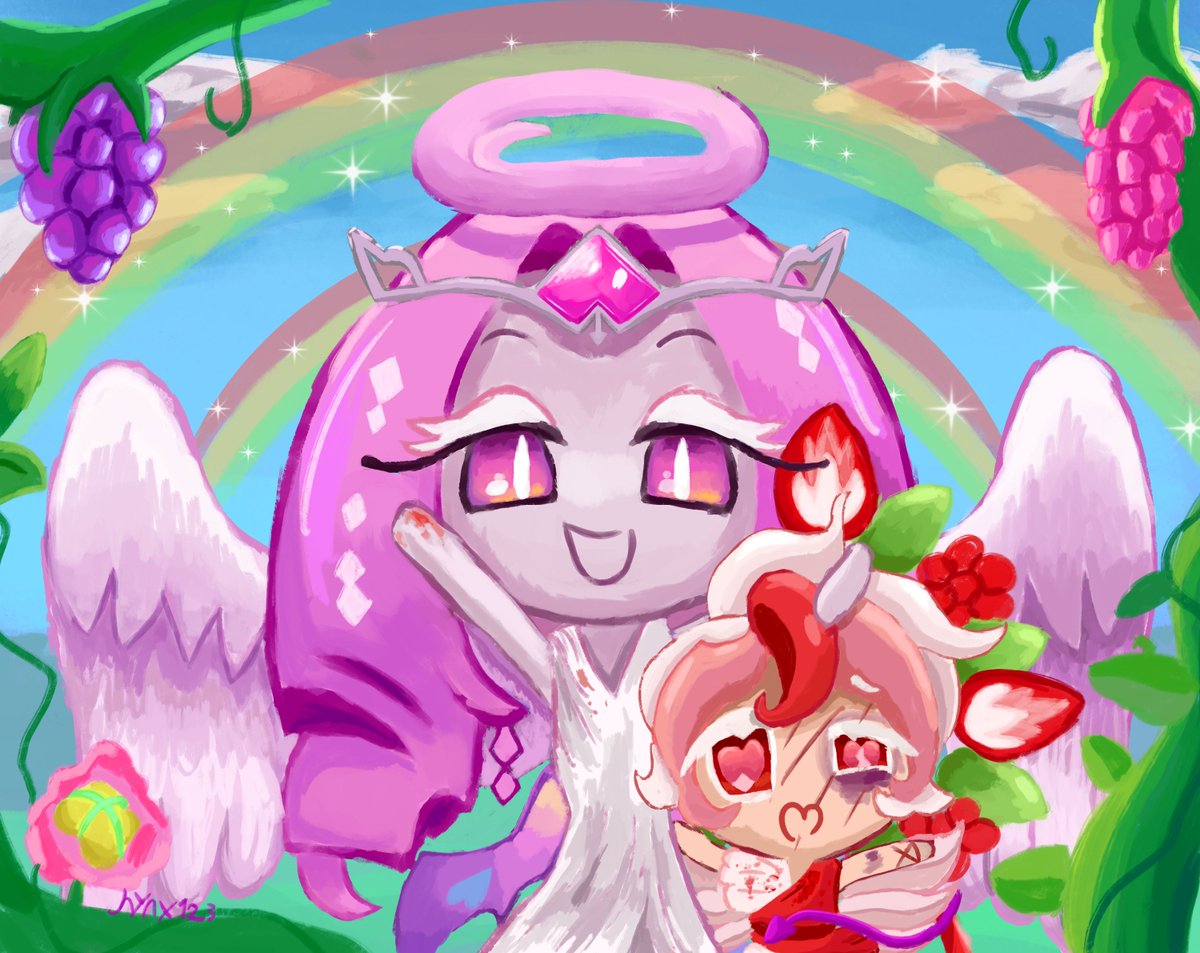 tazool_nynx's tweet photo. Welcome to our Garden; you'll love it here!🩷💔
#cookierun #crk #cookierunkingdom #eternalsugarcookie #pavlovacookie #cookierunfanart https://t.co/os4ILVrINM