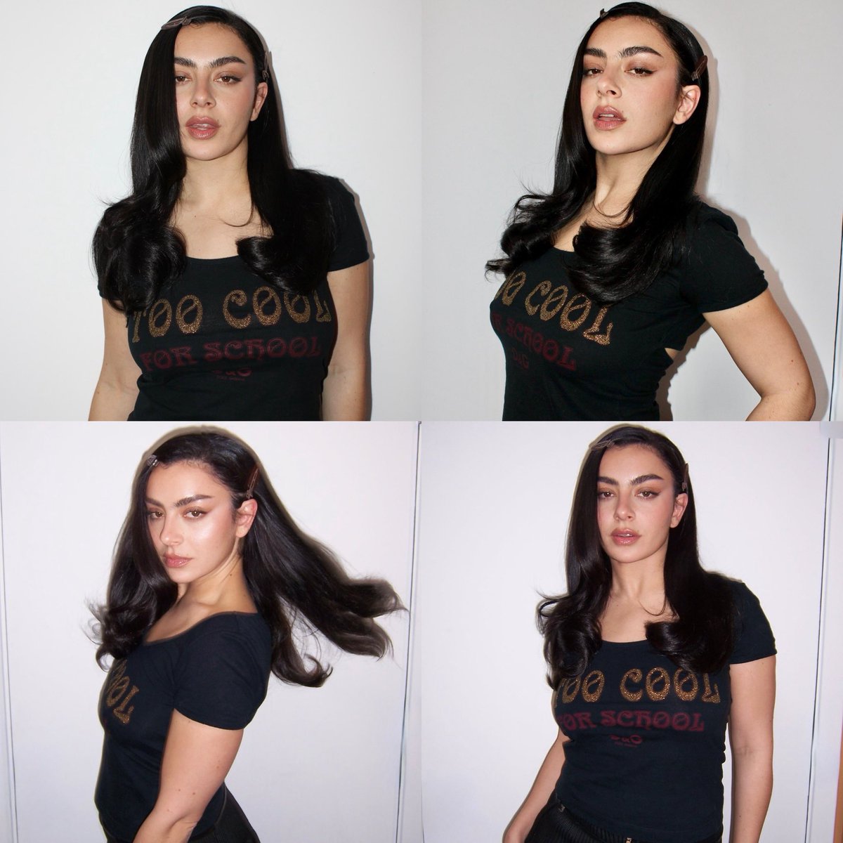 xcxsource's tweet image. Charli xcx’s press day glam for ‘The Moment’ 🖤