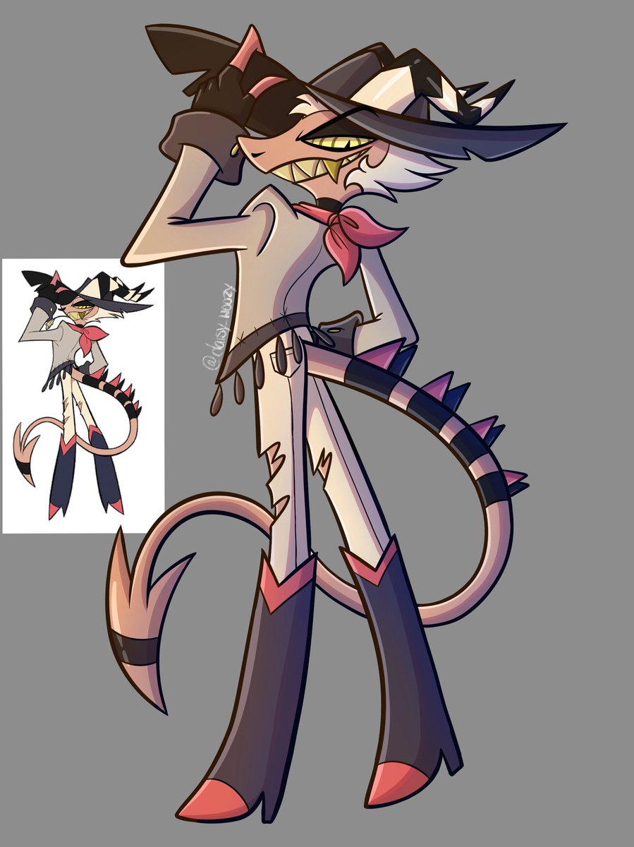 I have been dealing with art block. I was busy during the holidays that I haven’t drawn for like 2 months and kinda forgot how to draw. So I plan on redrawing sum of the merch for a bit for practice especially for the characters that I haven’t drawn before. 

#helluvabossstriker