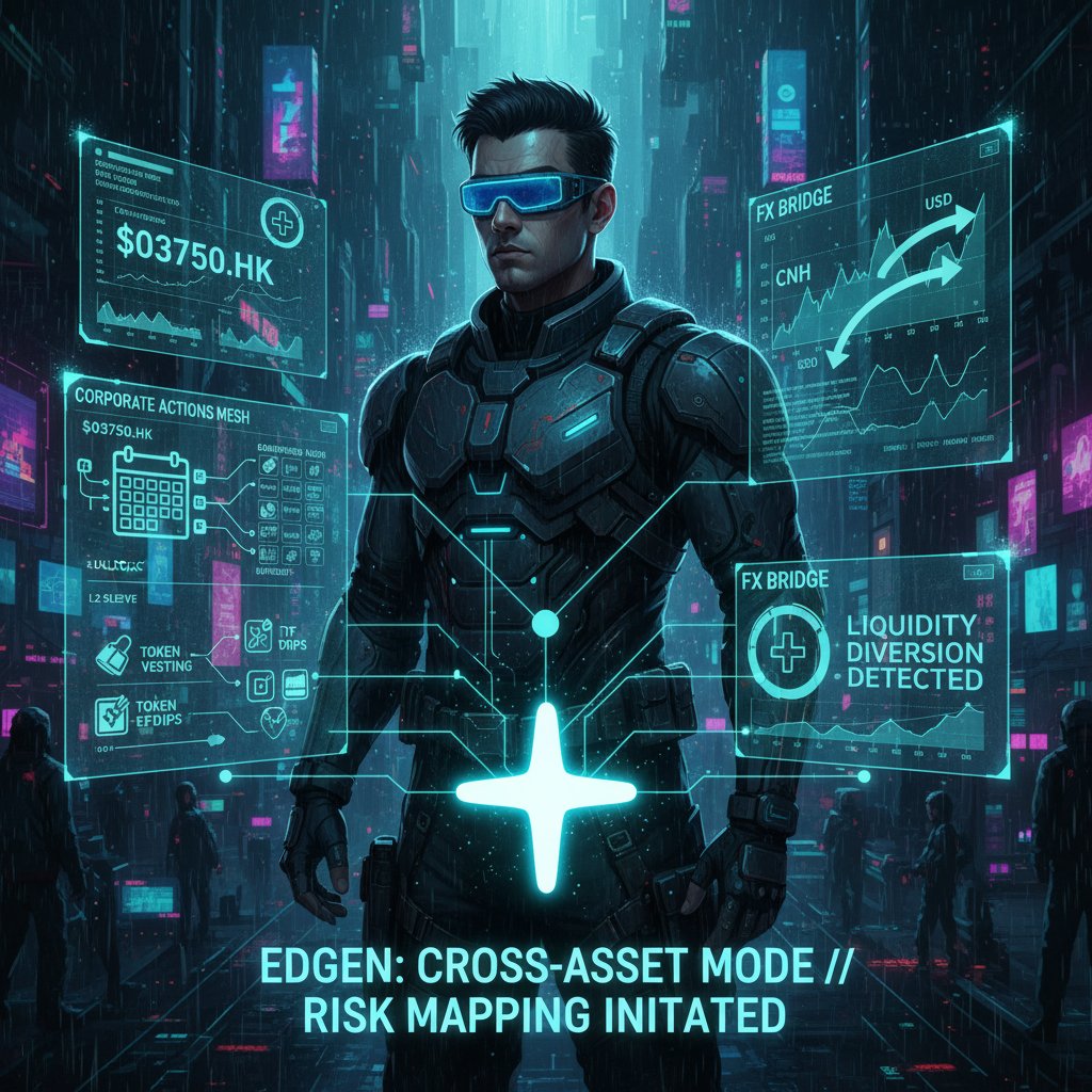 GM. I stopped treating crypto and equities as two worlds. I flipped Edgen  into cross‑asset mode and it changed how I map risk. - Corporate Actions  Mesh stitched HK earnings, buybacks and
