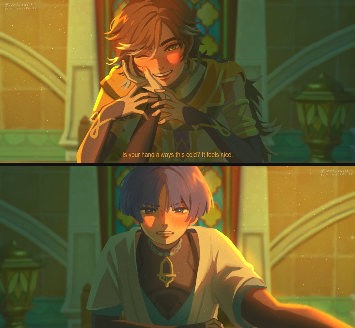 nellodies's tweet image. scara isn't human so he has a low body temp, and sethos is from the desert so he feels cold more easily #sethoscara