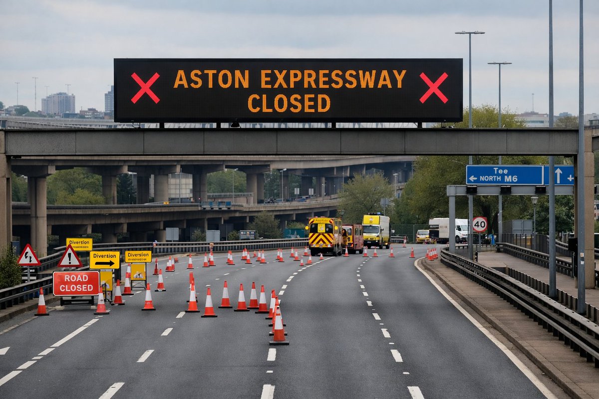 CargoTrain123's tweet photo. Aston Expressway

A38(M) was closed for several hours on Monday due to gantry issues, causing major disruption across Birmingham. Partial reopening eased congestion, fully reopened around 4 pm. A similar fault was reported earlier this month.

#AstonExpressway #Birmingham https://t.co/45aVYvoG3y