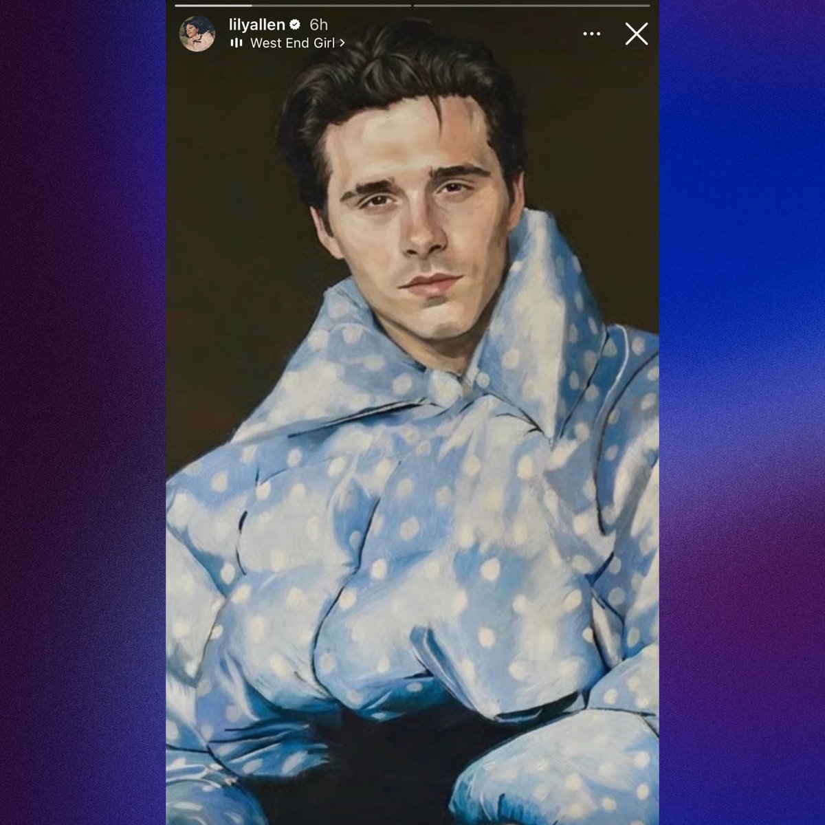 PopBase's tweet image. Lily Allen shares edit of Brooklyn Beckham as her ‘West End Girl’ album cover following his statement about his parents.