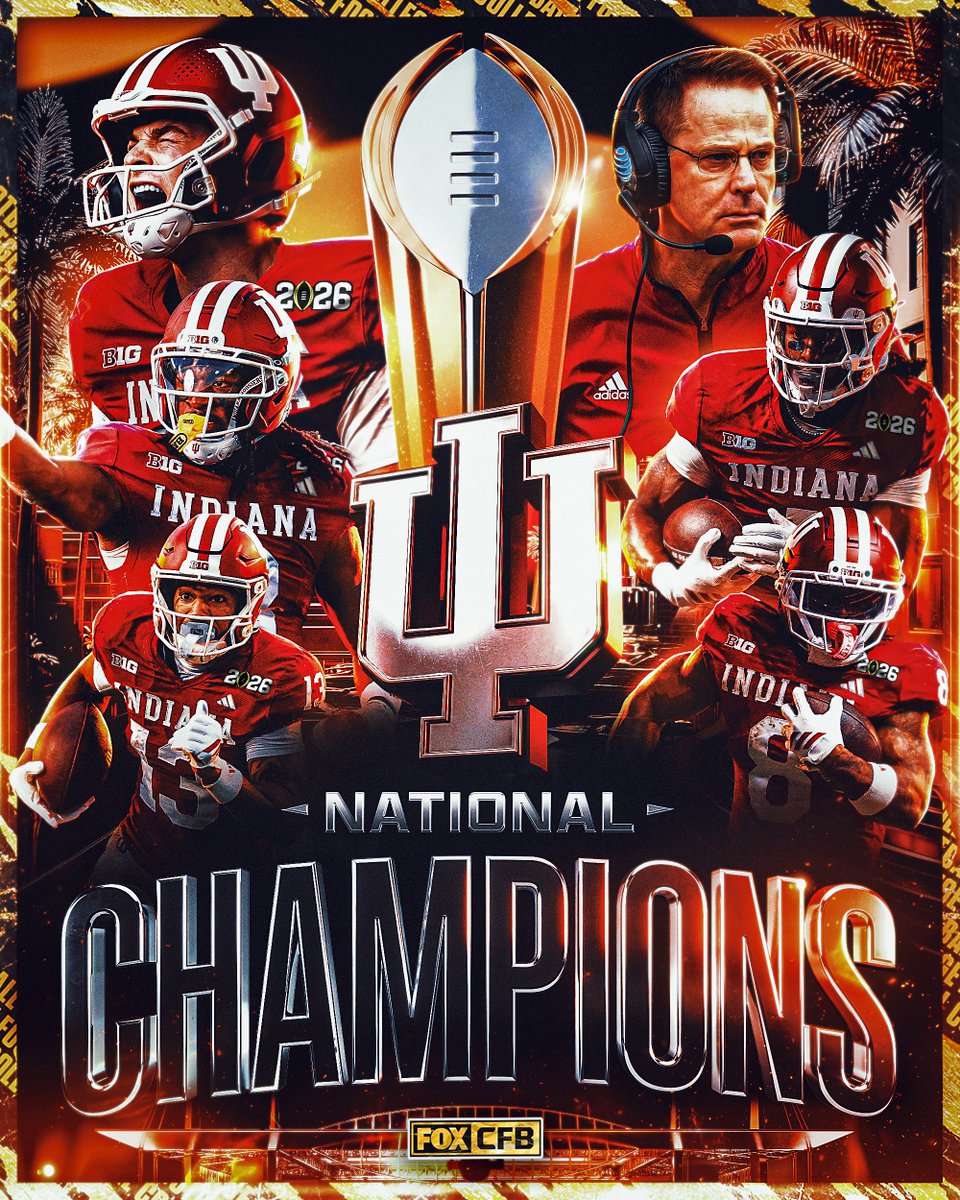 CFBONFOX's tweet image. CFP NATIONAL CHAMPS 🏆

@IndianaFootball takes down Miami and wins its first ever National Championship 👏👏