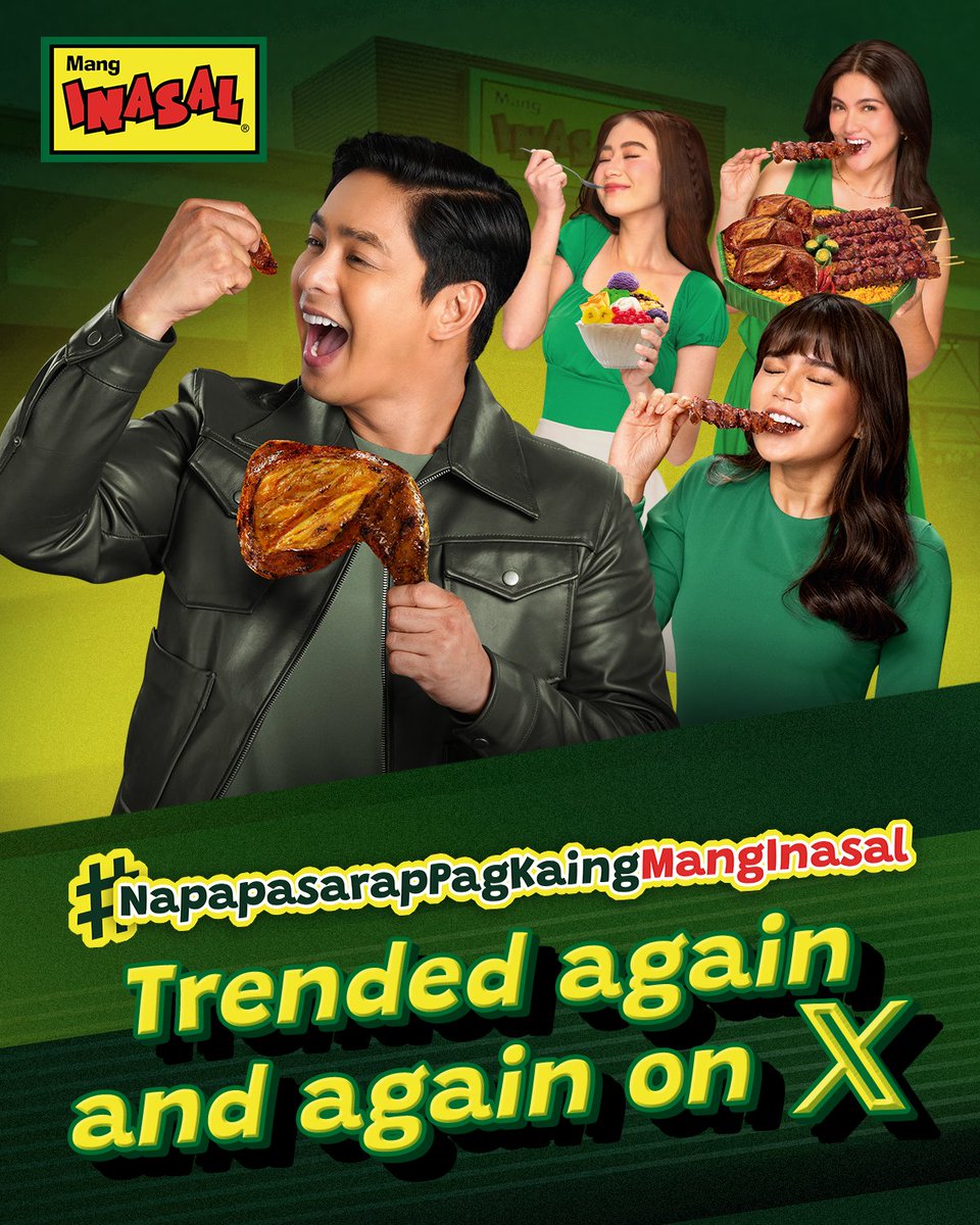 MangInasalPH's tweet image. Thank you Mang Inasal Nation! 🫶

#NapapasarapPagKaingMangInasal lalo na when you’re trending on X! 🥳

#ILoveMangInasal  💚💛
