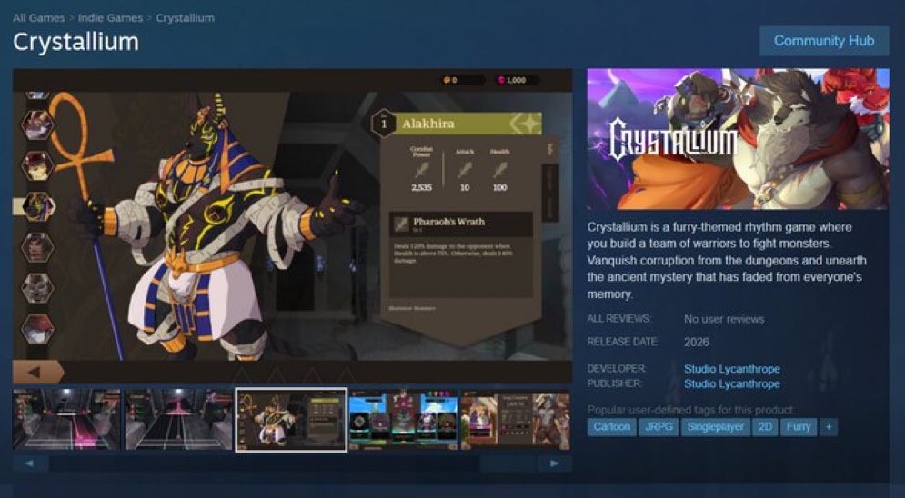 ardolf_official's tweet photo. Reminder you should wishlist our furry rhythm game “Crystallium” on Steam!!

Also don’t forget to follow us at @CrystalliumDev !!

https://t.co/Z1n3Qof1w7 https://t.co/bswmVFLWIt