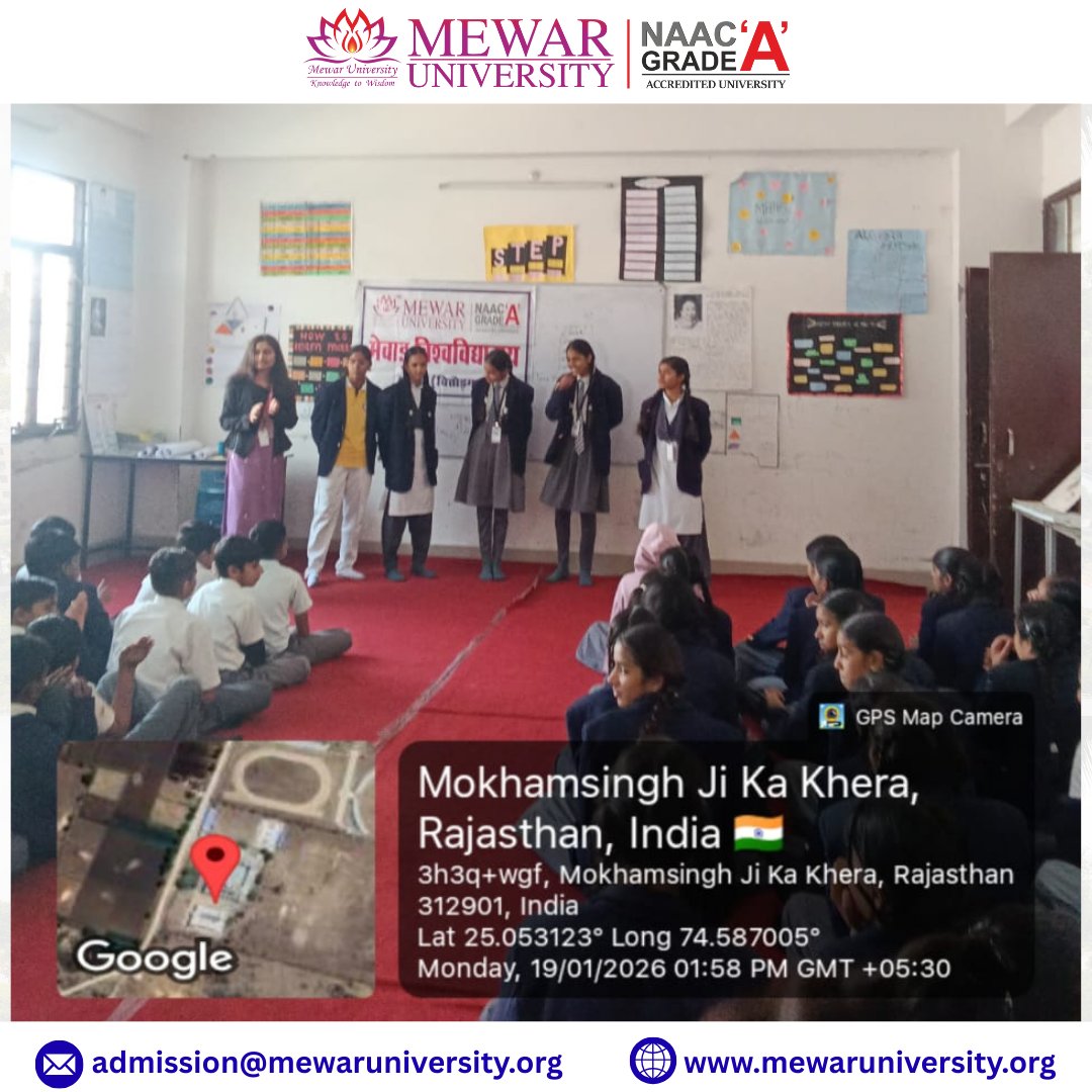 universitymewar's tweet image. ✨📚 Empowering young minds through language &amp;amp; confidence!

#MewarUniversity conducted an English &amp;amp; #PersonalityDevelopment session at Model Sr. Sec. School, Gangrar, led by Ms. Sweta Kumari, fostering communication skills and confidence among students.

#ExtensionActivity