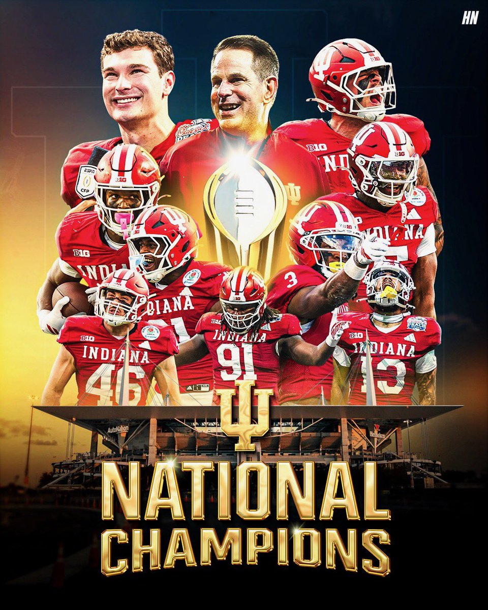 HomegrwnHoosier's tweet image. Ladies and gentlemen, your...

-National Champ
-Peach Bowl Champ
-Rose Bowl Champ
-Big Ten Champ
-Old Oaken Bucket Winner
-Old Brass Spittoon Winner
-Heisman Winner
-Coach of the Year Winner
-Undefeated
-Never Daunted
-Undisputed, GOAT @CFBPlayoff Team

...Indiana Hoosiers! #IUFB