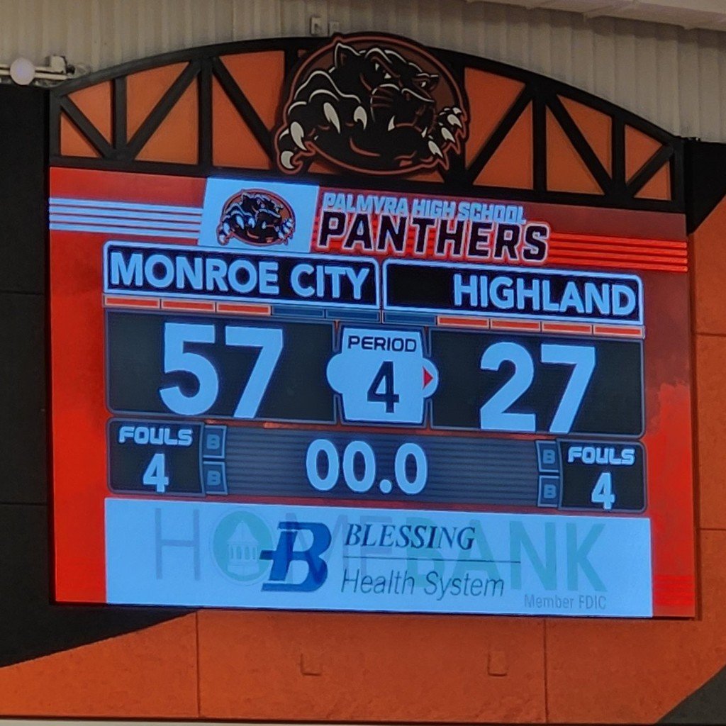 Cougars fall, 57-27, to a tough Monroe City squad in the opening round of the Palmyra Tournament.

#WeAreHighland
#GoCougars