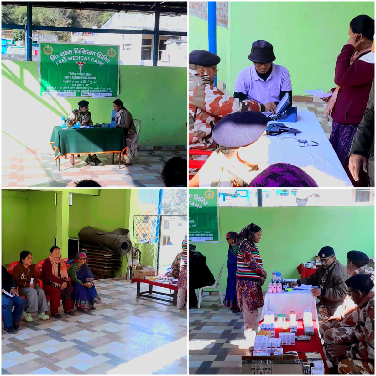 ITBP_official's tweet photo. Under the #CivicActionProgram, 7 Bn #ITBP organised Free Medical Camps at #VibrantVillages Nabi and Ronkong. The Unit Medical Team conducted health check-ups, distributed medicines, and spread awareness on #NashaMukti. 🩺 https://t.co/0q9JzRAfVR