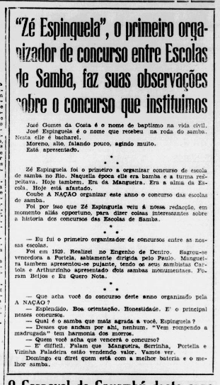 eubrguedes's tweet image. Nesse mesmo dia 20 de janeiro, há 97 anos, o pai de santo, sambista e fundador da Mangueira, o Zé Espinguela, criava os concursos das escolas de samba.  

A disputa, que já havia ocorrido um ano antes, mas sem a fundação da Mangueira, ocorreu em seu terreiro no Engenho de Dentro