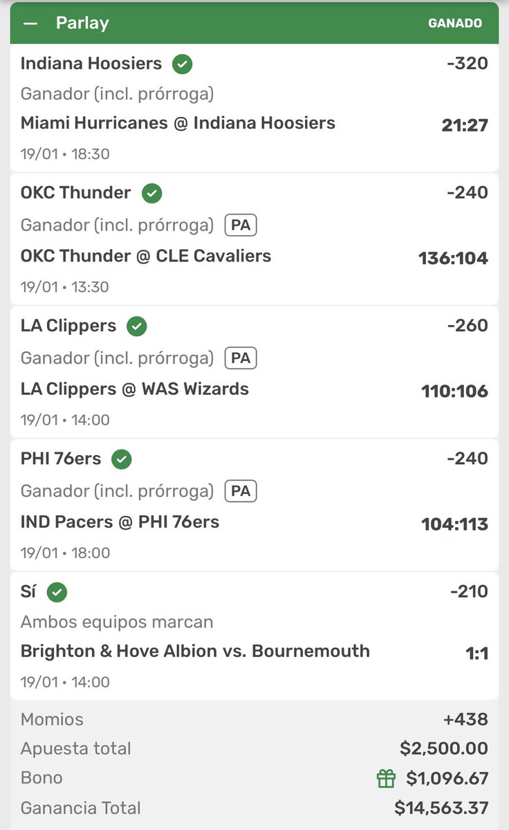 Regalaré $2500 entre los RT Y ❤️ 

PARLAY +438 🏀🏈 más verde ✅✅ que SHREEK 

Estamoooos de vuelta 🚀🚀🐨 , y sigaaaan hablando 🗣️ , aquí se responde con hechos y no palabras 🥚🥚🍳

$14,563 a la bolsa 💰💰 , y DÍA PERFECTO 2 de 2 ✅ , VAMOOOS 🫂

LAAAA KOAAAALANETA 🐨🚍🚍