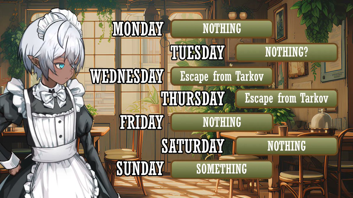 New Streaming Schedule for 1/19. Playing Escape From Tarkov for sure. I was planning on playing Helldivers 2 but looks like the Warbond was changed. I might change it up and do something Tuesday if I feel like. Sunday will be something?