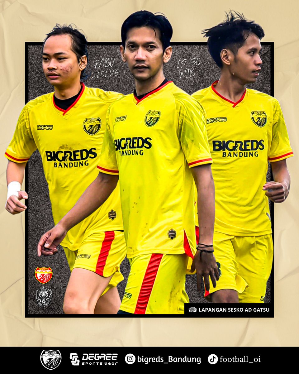 Friendly match 
BIGREDS BANDUNG VS VIRAJATI FC
📆 : RABU 21 Januari 2026 
🏟 : Lap SESKO AD GATSU
🕗 : 15:30 - selesai
💰 : 35k
🥃 : Aman
👕 : Jersey Inventaris

Untuk informasi olahraga Bigreds Bandung klik link di bio pilih informasi olahraga.
