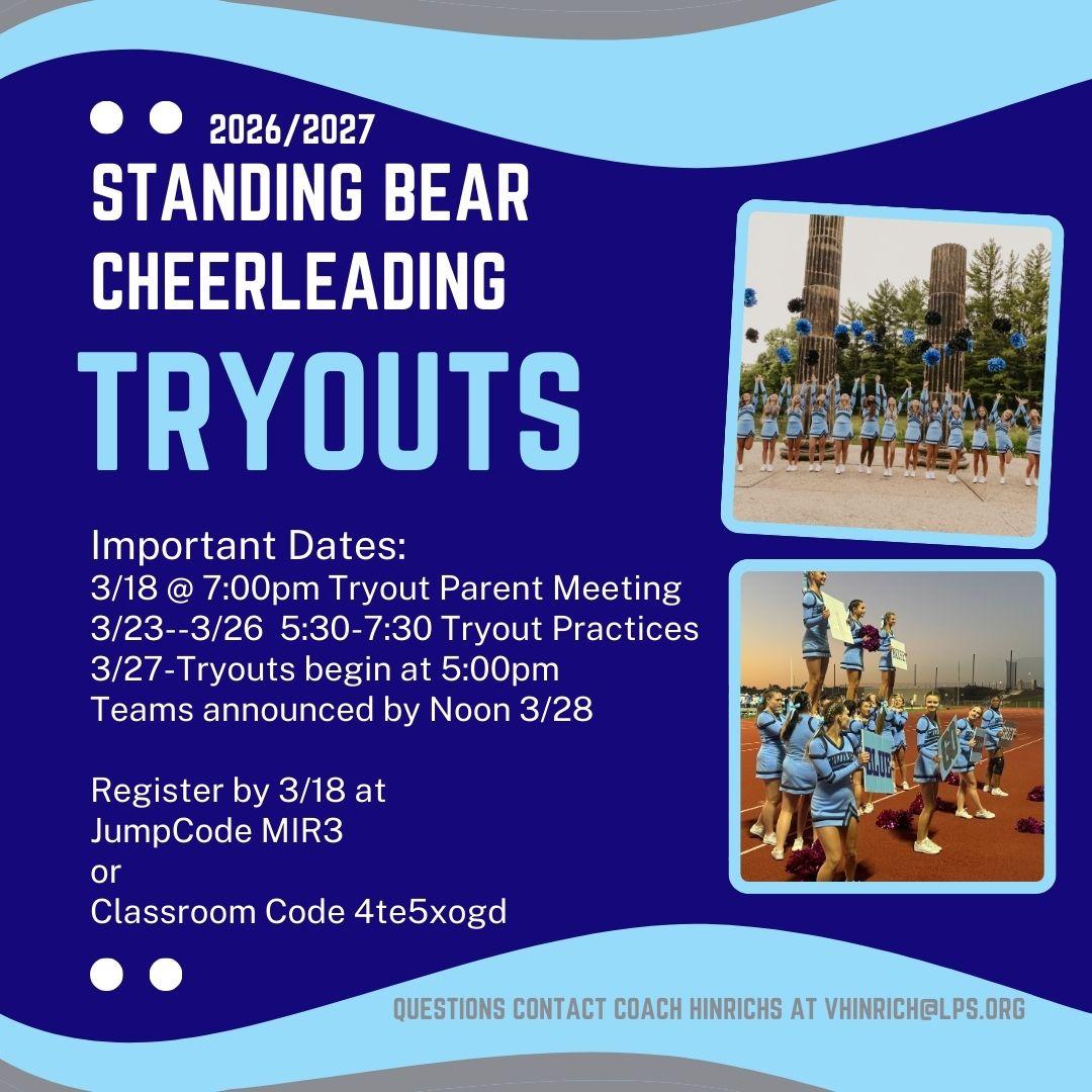LSBCheer's tweet image. Mark your calendars. Tryout season is approaching #GoGrizzGo #ClawsOut
