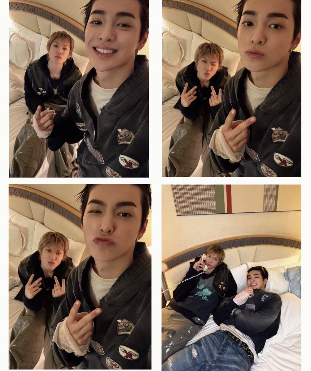 Kxonho's tweet image. 막내 리더 combo! 😬✌️