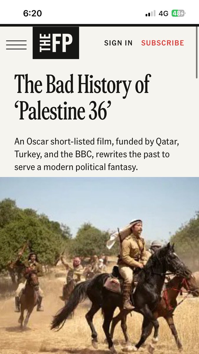 DavidSaranga's tweet image. On the invented history promoted by the Oscar-shortlisted film “Palestine 36.”

A work that, notably, has no relation to @OrenKessl’s original book “Palestine 1936.”

Read more: thefp.com/p/the-bad-hist…