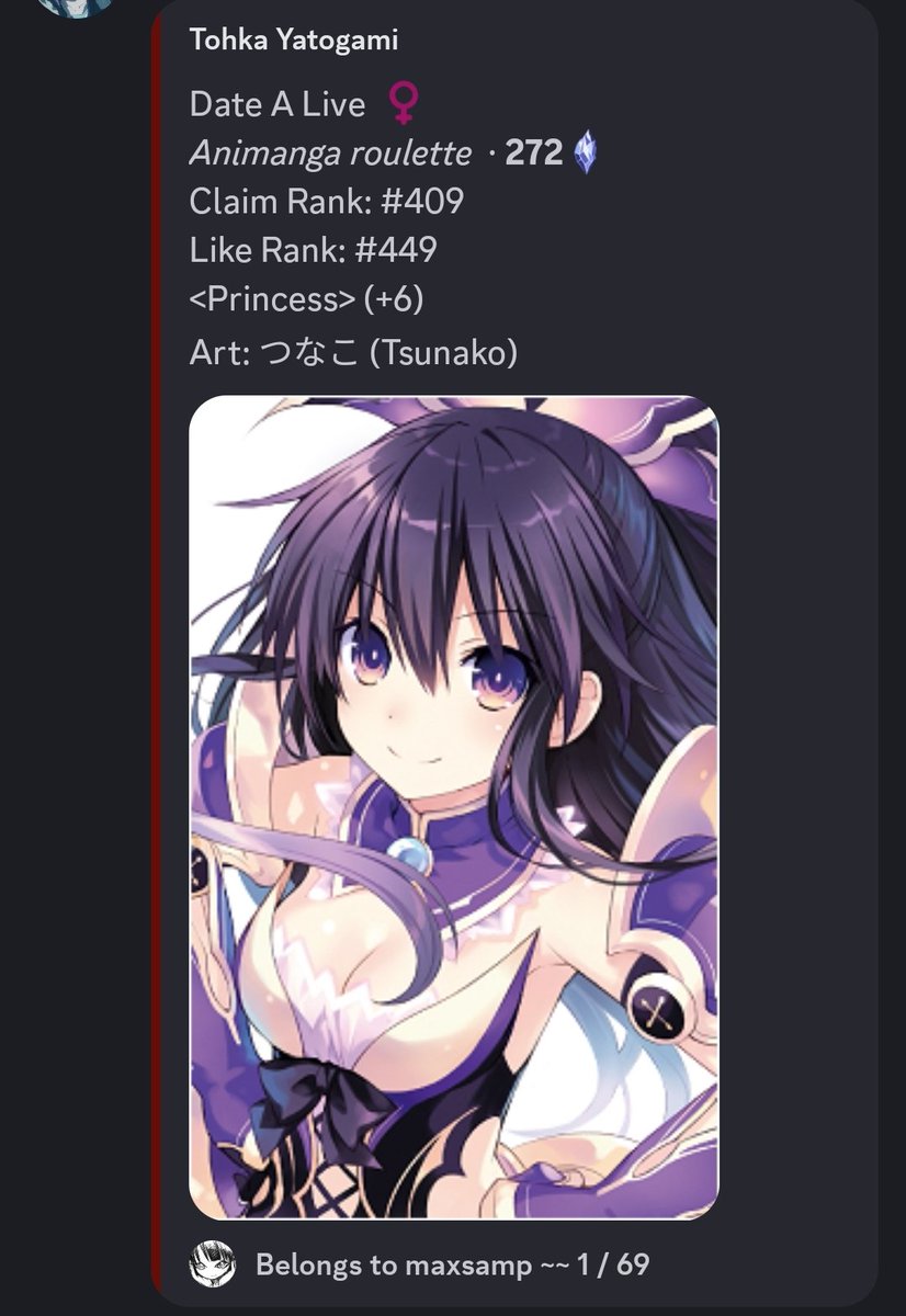 MaxiFreshito's tweet image. 2 días de éxito seguidos en el Mudae.
Puedo morir en paz gente 🙂‍↕️💜