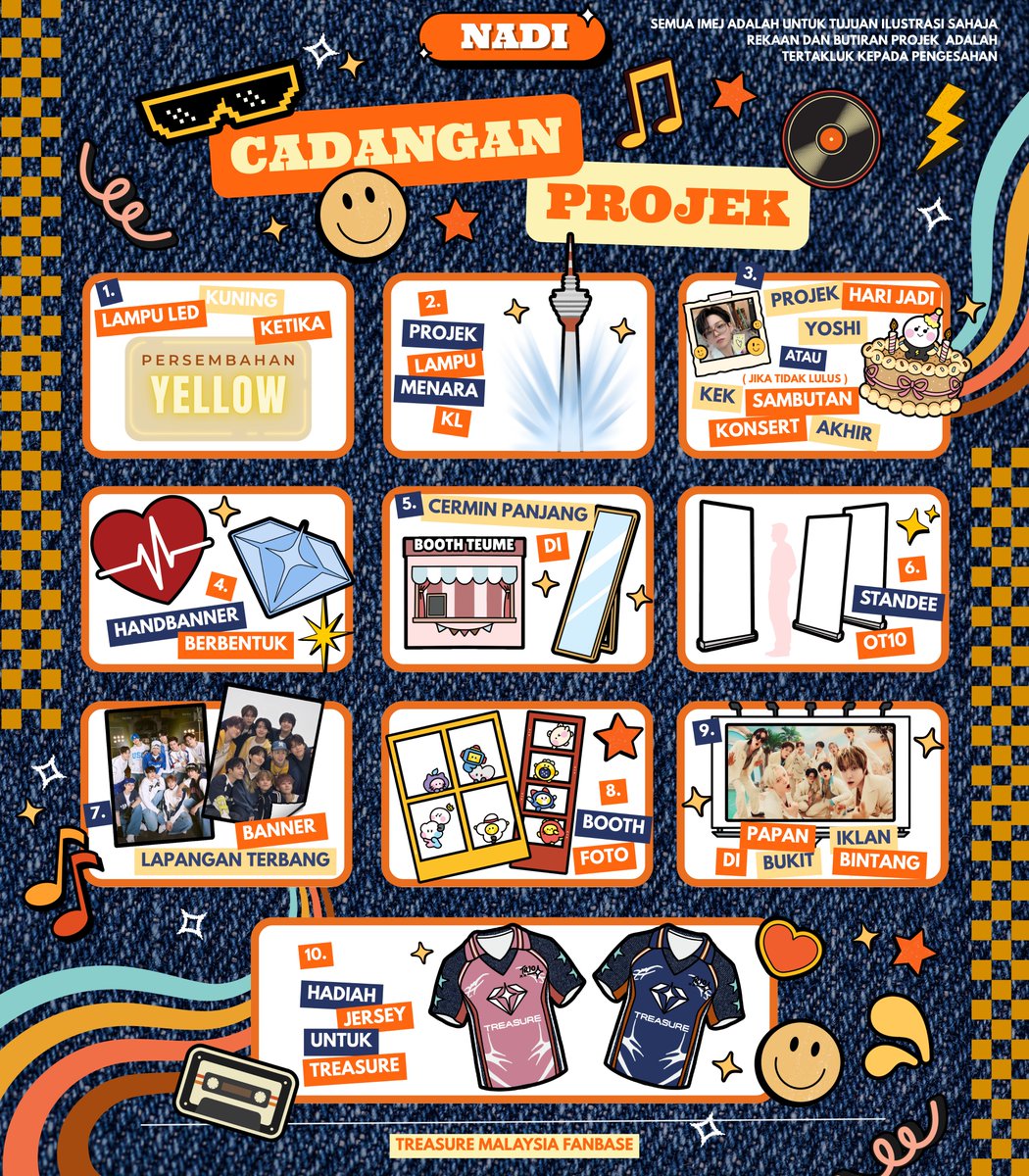 [𝗣𝗨𝗟𝗦𝗘 𝗢𝗡 𝗱𝗶 𝗞𝗟]

𝗗-𝟭𝟯𝟬

• Berikut ialah senarai projek yang dirumuskan daripada cadangan TeuMes.
• Walau bagaimanapun, projek-projek tersebut tertakluk kepada kelulusan pihak pengurusan artis dan penganjur konsert.

#NADIforTREASURE
#TREASUREinKL