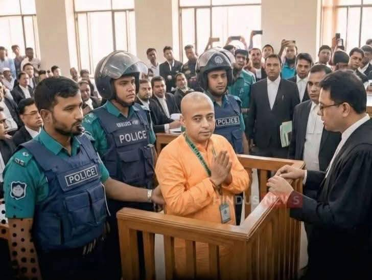 The case filed against Chinmoy Krishna Das is a false case. He is accused of having hoisted a saffron flag over the Bangladeshi national flag. We all know that it is considered acceptable to raise the ISIS flag over the Bangladeshi flag—only saffron becomes a problem. But even