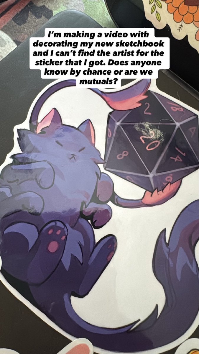 Help me find the artist of this sticker! I usually keep business cards for every sticker I get, but I can’t seem to track this one down! I’ve already done a Google image search and got nothing 😩 I want to credit them an upcoming video