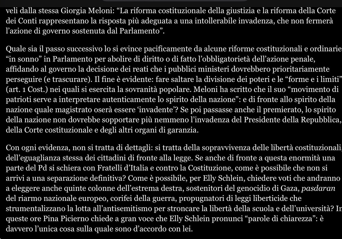 Oggi sul Fatto Quotidiano un monumentale Montanari spiega cosa sia oggi il PD e quanto sia pericolosa la destra in Italia. Montanari è l’unico intellettuale di peso che ha compreso tutta la gravità di questa fase politica.
