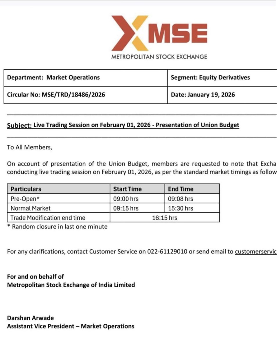 MSEI update: Exchange to launch live operations from 27 Jan.*

Metropolitan stock exchange will be open for live trading sessions on 01 Feb ( Union Budget).