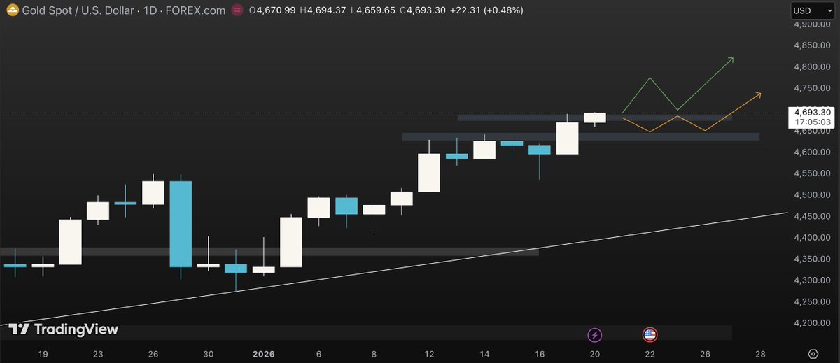 Gosipcrypto's tweet photo. Daily View - 20 Jan 2026

$XAU: The Fed's RMP program is QE lite version, with Balance sheet expansion. Adding up with tariff fear, I see Gold moving up from here. 

$BTC: With liquidity flooding the market, I see high risk asset like BTC moving up from this point. https://t.co/sEm0mdjGww