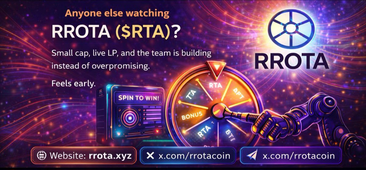 ⚠️Just discovered RROTA ($RTA) on Solana.

Low market cap, real liquidity, and an active dev focused on building utilities instead of hype.

🌐Website: rrota.xyz
🐦X: x.com/rrotacoin
🚀Telegram: t.me/rrotaOfficial    

#RROTA #CommunityDriven #RTA
