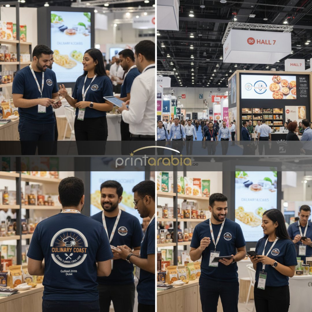 printarabia's tweet photo. Gulfood 2026 | Team Branding

Custom-printed team T-shirts by Print Arabia help F&amp;B brands look professional and unified on the show floor.

📲 +971 528200961
✉️ info@https://zurl.co/6znAd

🌐 https://t.co/0GXXUqWlMH

#Gulfood2026 #TeamBranding #PrintArabia https://t.co/mEFXTxXPAX