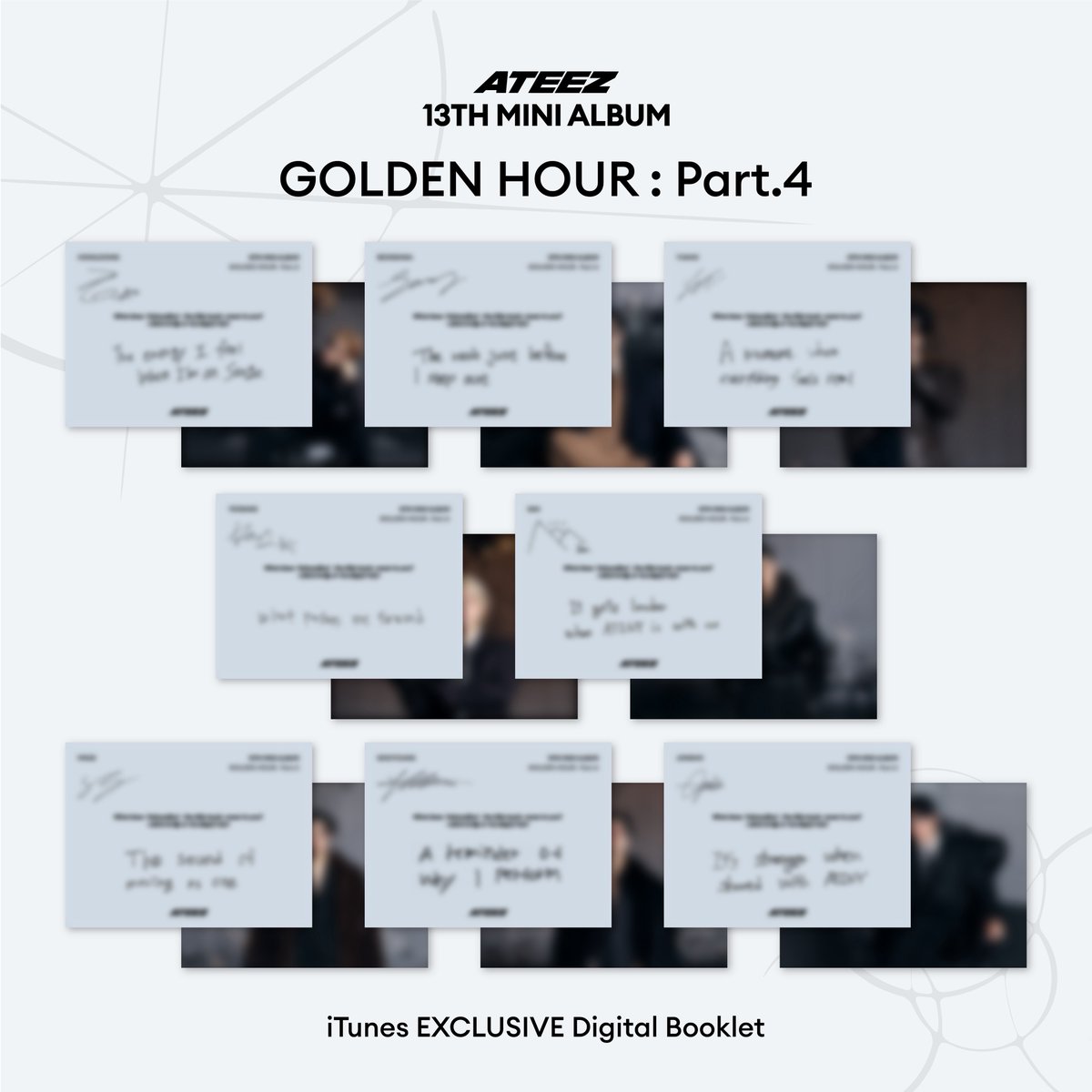 ATEEZofficial's tweet image. [📢] Pre-order 'GOLDEN HOUR : Part.4' on iTunes

에이티즈의 새로운 앨범을 프리오더하고 iTunes 독점 콘텐츠를 확인해보세요!

에이티즈 멤버들의 친필 메시지와 독점 이미지를
오직 iTunes 디지털 북클릿에서✨

Pre-order [GOLDEN HOUR : Part.4] and check out iTunes-only content!

Discover…