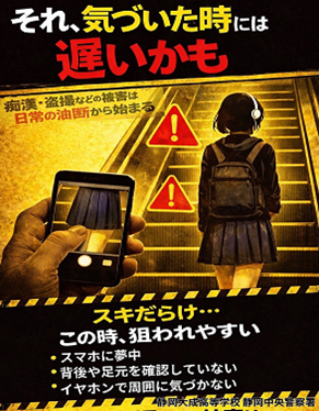 ちかん ・ #盗撮 ポスターの作成》 #静岡中央署 × #静岡大成高校