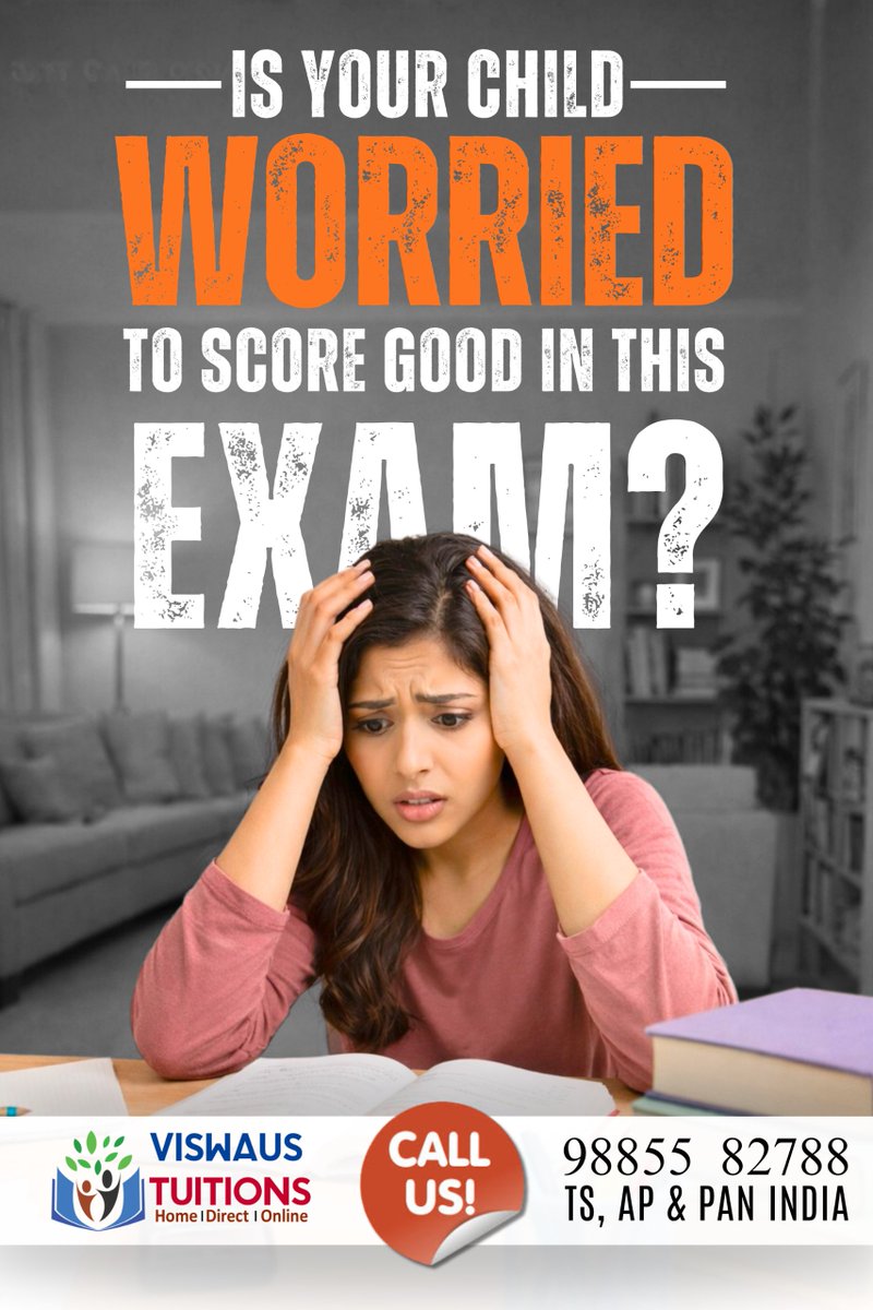 viswaus's tweet photo. Is your child worried about scoring good marks in exams? Board, Competitive &amp; Foundation level support 

📞 Call Now: 98855 82788
📍 Serving TS, AP &amp; PAN India

#ViswausTuitions #ExamStress #StudentSupport #ParentsTrust #HomeTuitionIndia #OnlineTuition #DirectClasses #TSStudents https://t.co/p2viewn0YN