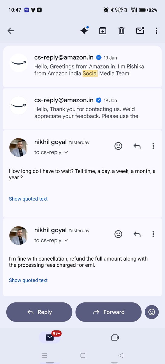 NGoyal909's tweet photo. @AmazonHelp Already replied to you on that email and the best part is that email does not accept incoming direct emails https://t.co/1saFMhIn30