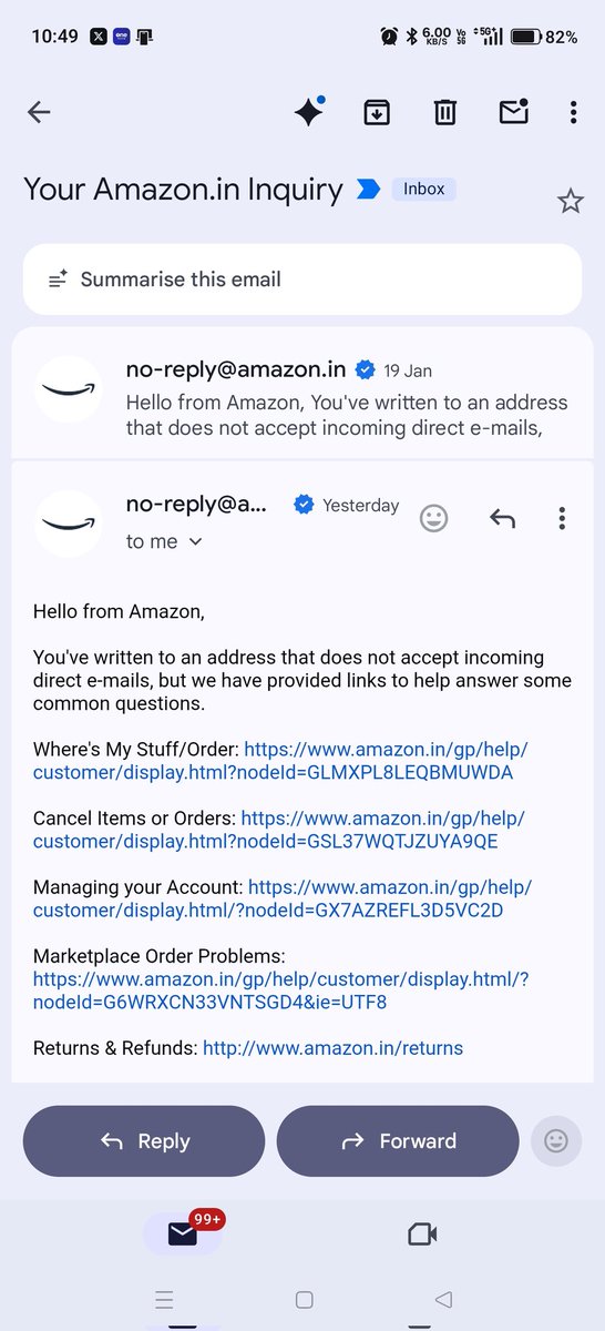 NGoyal909's tweet photo. @AmazonHelp Already replied to you on that email and the best part is that email does not accept incoming direct emails https://t.co/1saFMhIn30
