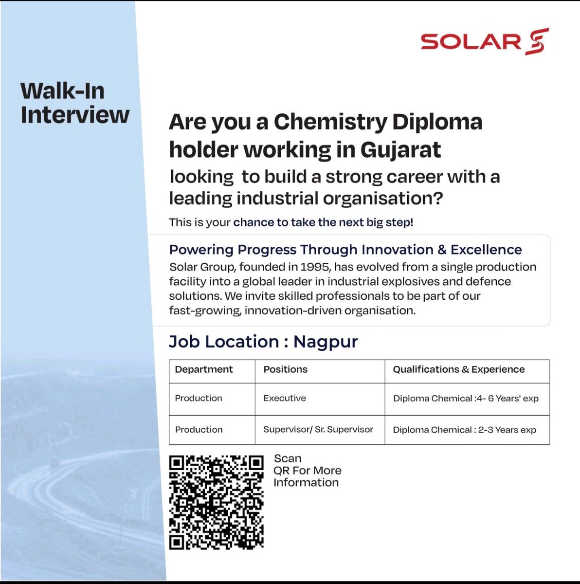 solar_ind_group's tweet photo. 🚀 #HiringAlert⚡
Join Solar Group and be part of a fast‑growing, innovation‑driven organisation. Bring your expertise and build your career with us!
#FollowUsNow
#PowerToPropel
#RiseAndShine #Hiring #WalkInInterview #NagpurJobs
#SolarGroup #EngineeringJobs https://t.co/oBTHakTL6g