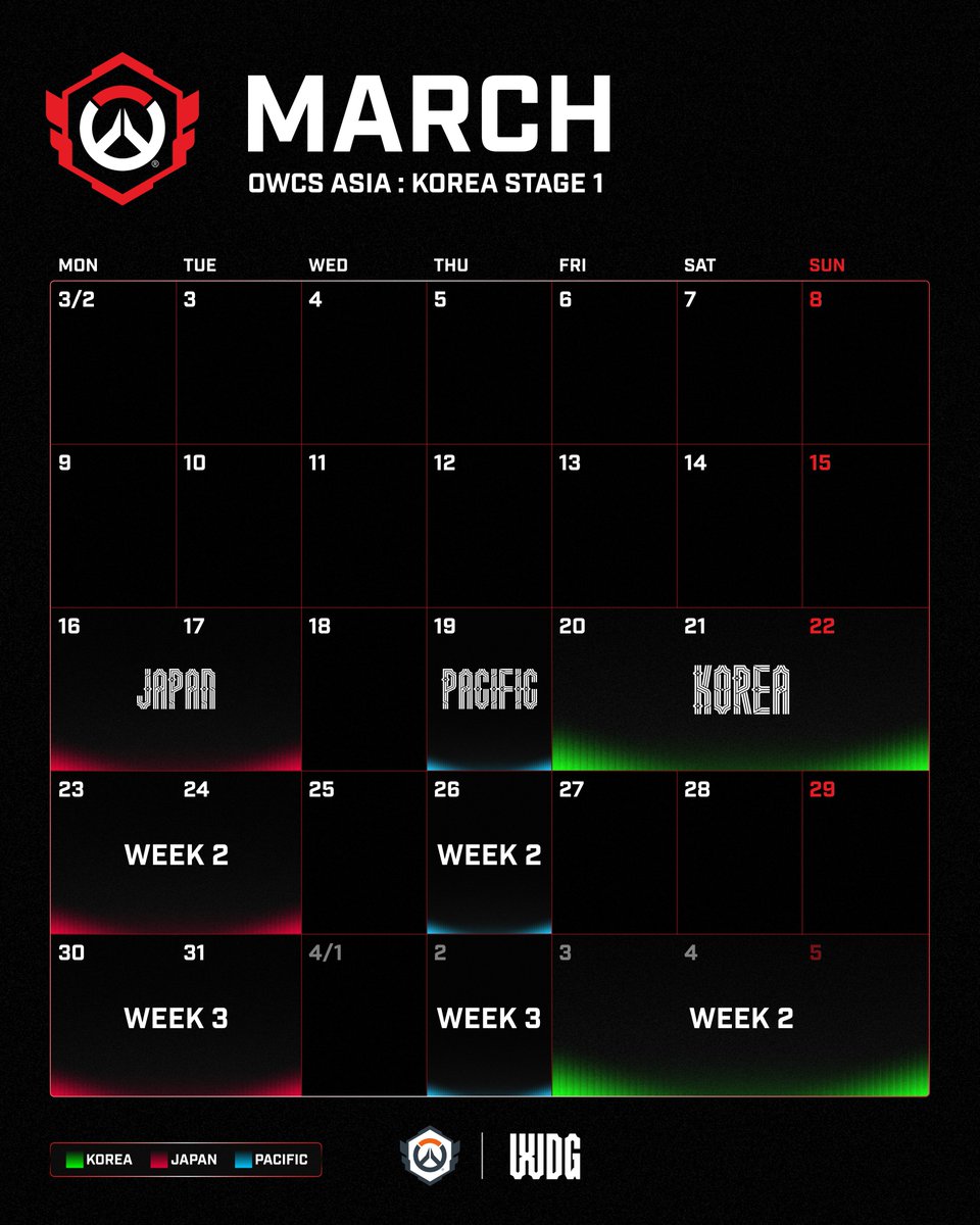 OW_Esports_Asia's tweet photo. 📅OWCS 2026 일정 안내 | FEB - MAY

Bootcamp부터 OWCS Asia Stage 1까지, 
2026년 상반기 주요 일정을 확인하세요! 

#OWCS https://t.co/uMnCzfQN98