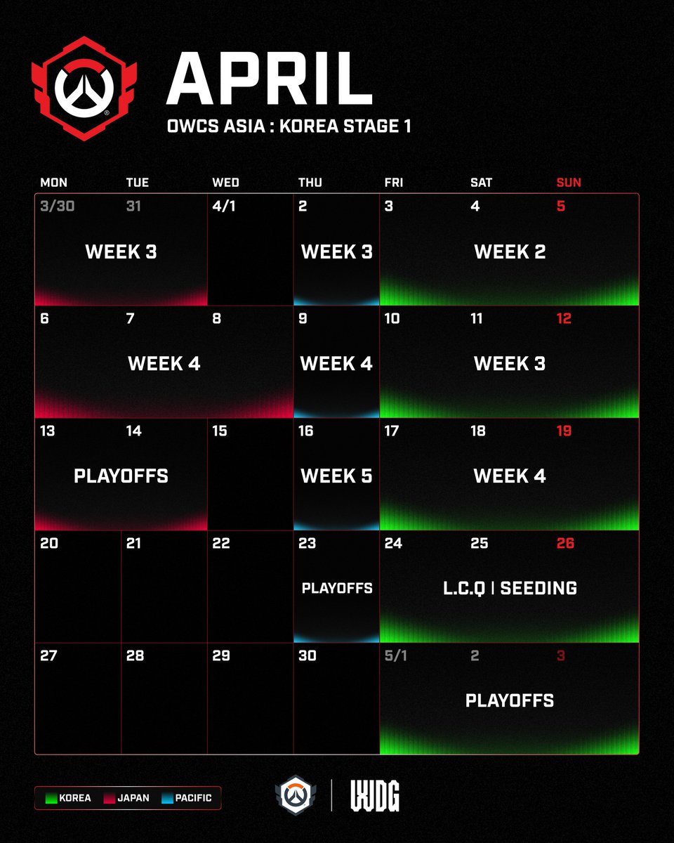 OW_Esports_Asia's tweet photo. 📅OWCS 2026 일정 안내 | FEB - MAY

Bootcamp부터 OWCS Asia Stage 1까지, 
2026년 상반기 주요 일정을 확인하세요! 

#OWCS https://t.co/uMnCzfQN98
