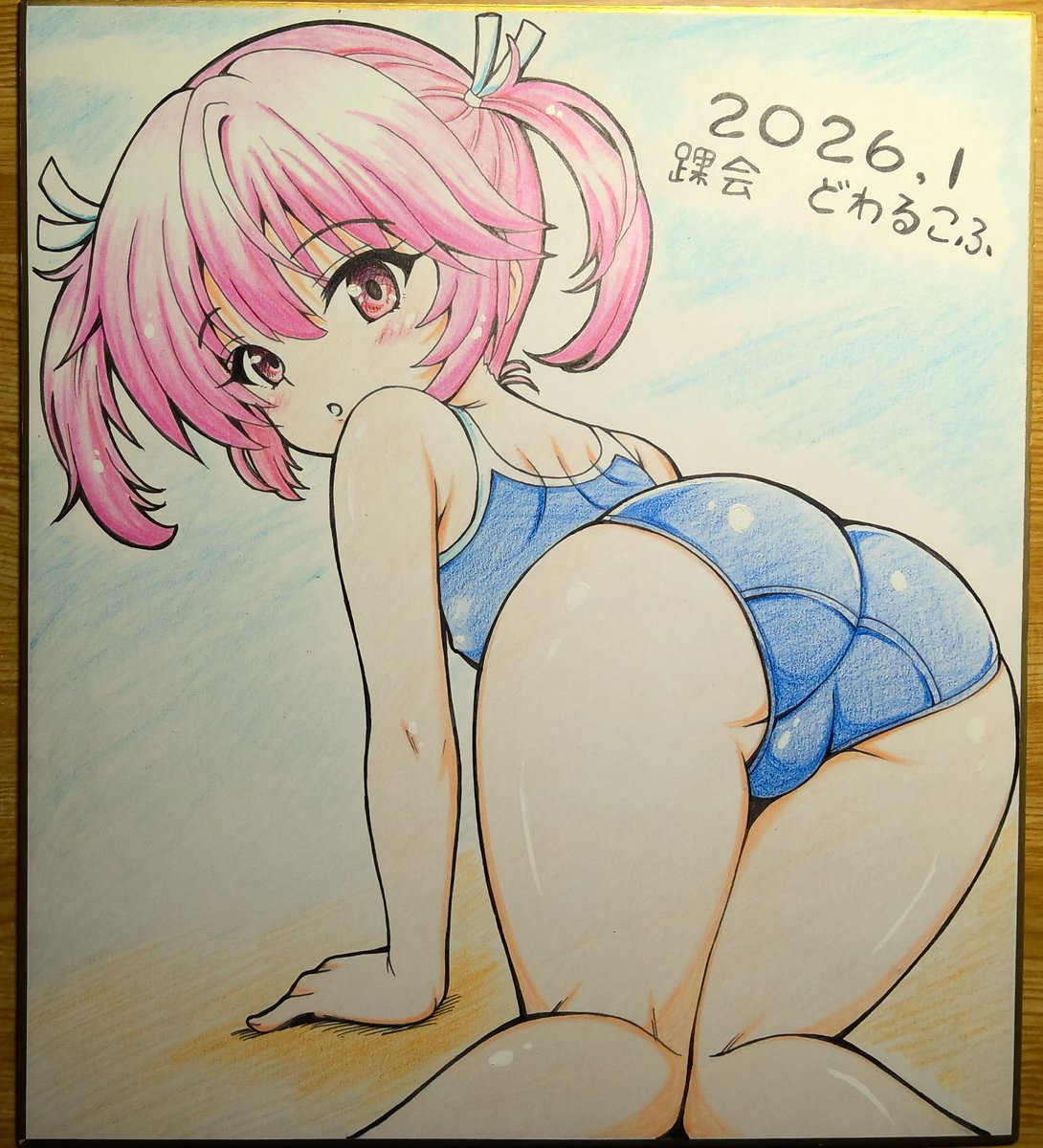 zukyuun's tweet photo. とらのあな様の２０２６年新年企画で、色紙を描かせて頂きました。
１月２４日の零時から販売するそうなので、欲しい方はチェックしてみてください。
久々のアナログ作業で、拙い物ではありますがよろしくお願い致します。 https://t.co/W33extoYrY