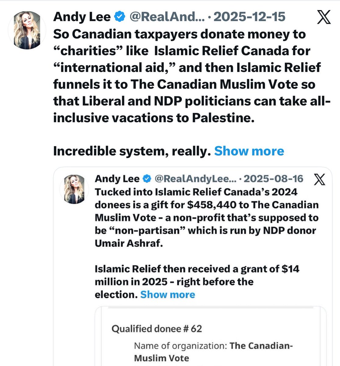 RealAndyLeeShow's tweet image. At least my junket isn’t being paid for by Canadian taxpayers, unlike our progressive politician’s trips.

x.com/realandyleesho…
