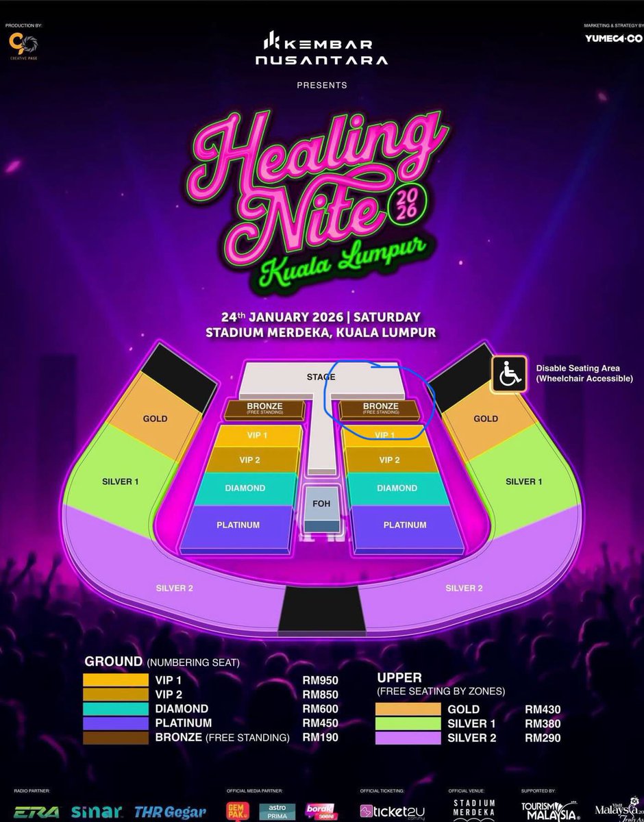 roothoneyybee's tweet photo. <REDUCED PRICE> WTS healing nite 24th January 2026 in Kuala Lumpur
Nak jual standing zone Bronze RM100 je.
Ada 2 tiket.
Please DM ya :)

Healingnite
Concert
Ella Anuar Zain Dayang Nurfaizah Lyodra Kangen Band https://t.co/m058EoYYVw
