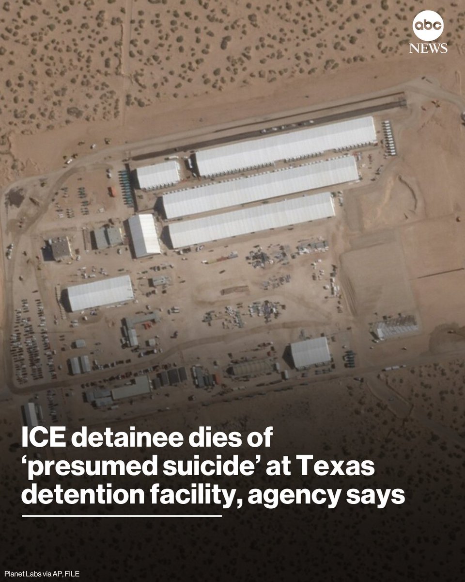 ABC's tweet image. An undocumented immigrant died while in custody at a U.S. Immigration and Customs Enforcement detention facility in Texas, federal authorities said.

Read more: abcnews.link/dcgZDFl