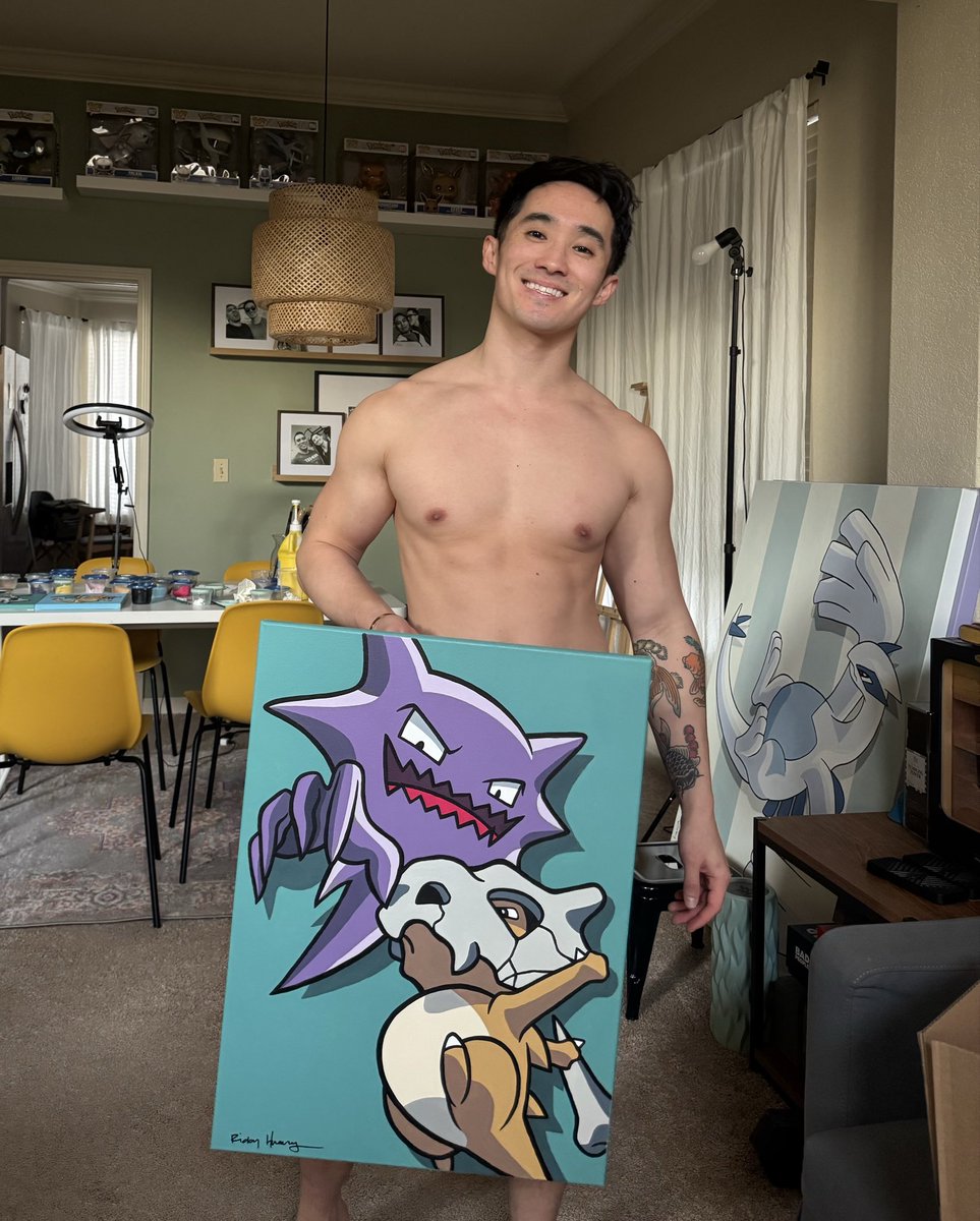rekitricky's tweet photo. My new Haunter &amp; Cubone painting. https://t.co/2eaRWDvx72