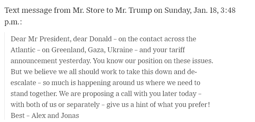 anthnader's tweet image. #Norway's Prime Minister #Store's message to #Trump and the latter's reply. Two different worlds