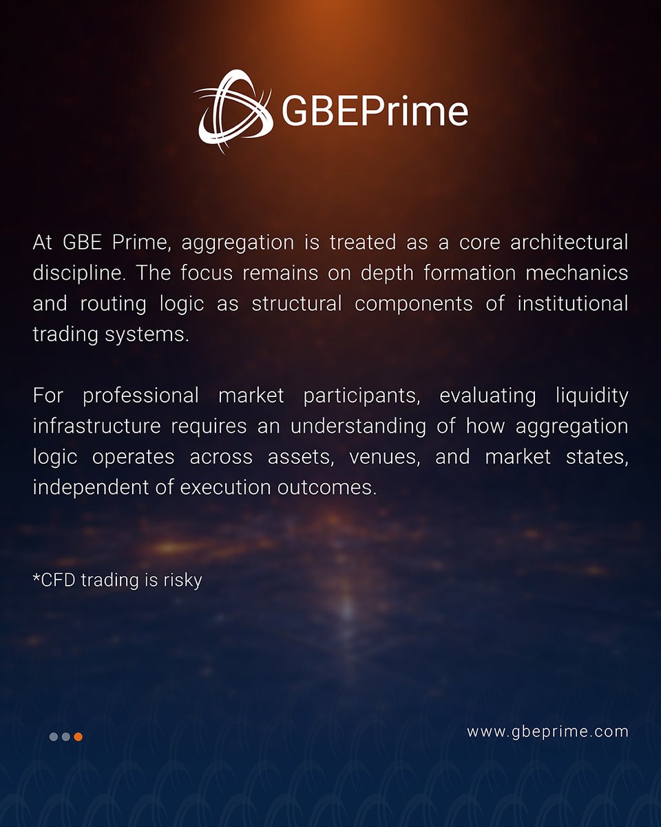 gbeprime's tweet photo. Market depth does not emerge by default.
It is constructed through aggregation logic that aligns pricing streams, protocols, and liquidity sources across asset classes.

#GBEPrime #LiquidityProvider #LiquidityAggregation #Fintech https://t.co/dJDIPtCvRZ