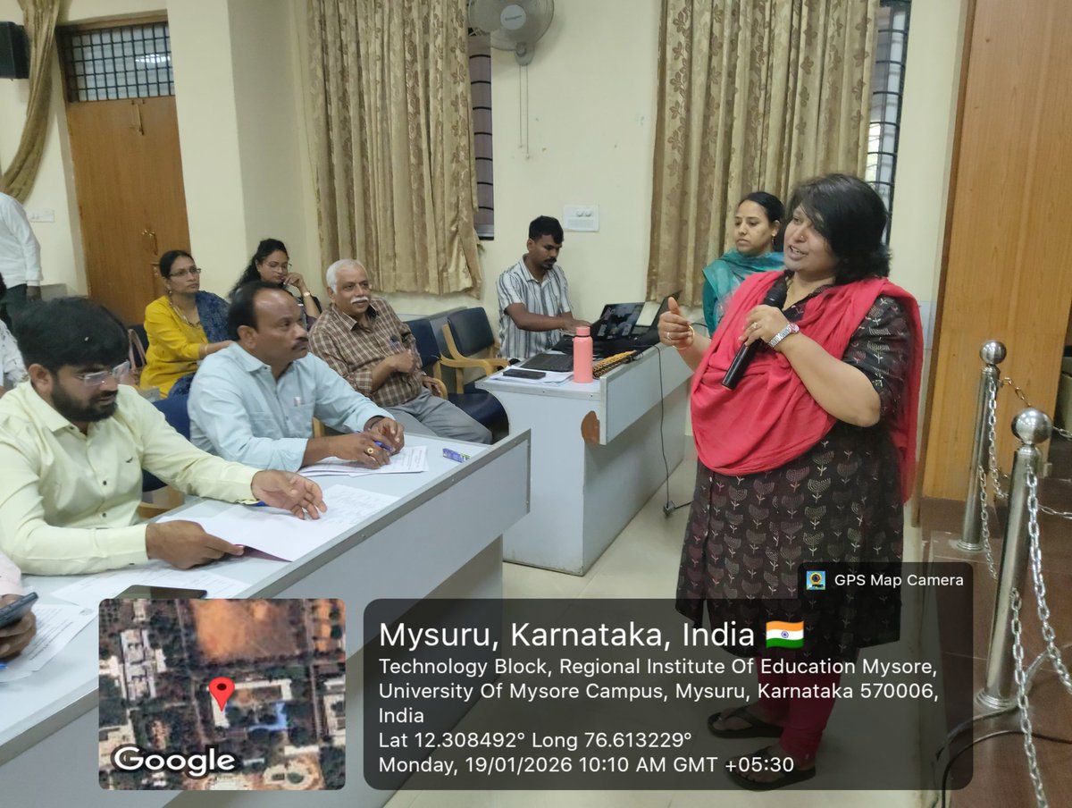 RIEMYSURU's tweet image. 5-day training programme for KRPs on Learning Outcome-based Activities &amp;amp; Assessment of Science &amp;amp; Maths (Secondary Stage) kicked off at RIE Mysuru! Coordinated by Dr.T.V.Somashekar, Dr.Sujata B.Hanchinalkar &amp;amp; Dr.Shavnam Kumari 📚🧑‍🏫 #LearningOutcomes #TeacherTraining #RIE_Mysuru