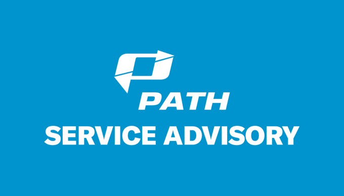 PATHTrain's tweet image. 12:45 AM: Overnight trains may leave up to 10 minutes late for construction, maintenance, police inspections, or other operational issues. We’re sorry for the inconvenience.
