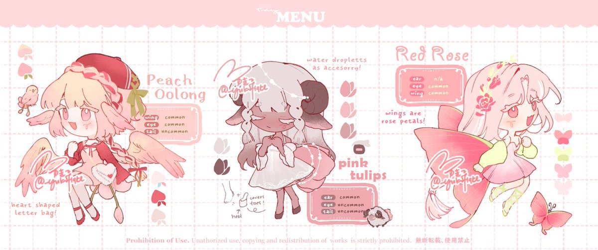 _yukiflake's tweet image. 【⋆.𐙚 ̊ ғʟᴏᴡᴇʀᴛᴀɪʟs • sᴜɢɢᴇsᴛɪᴏɴ ʙᴏx ❀】

Feel free to suggest flowers/fruits, themes, or simply drop 3 emojis to suggest what design I should do next~! ♡

You may suggest more than one! 🫶